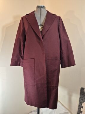 OAK + FORT Maroon Long Trench Coat